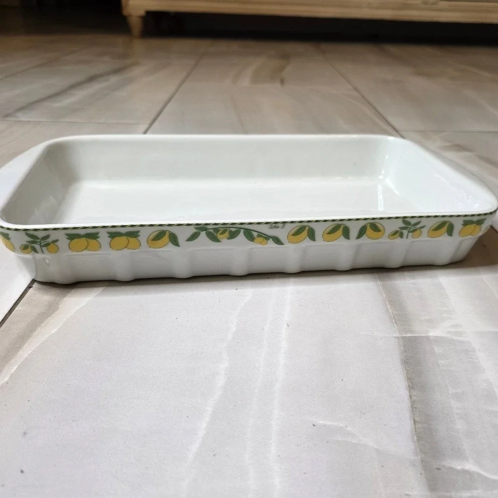 Porcelaine du Reussy France Lemon Baking Dish Cathie B‎ Citrus Rectangular Baker
